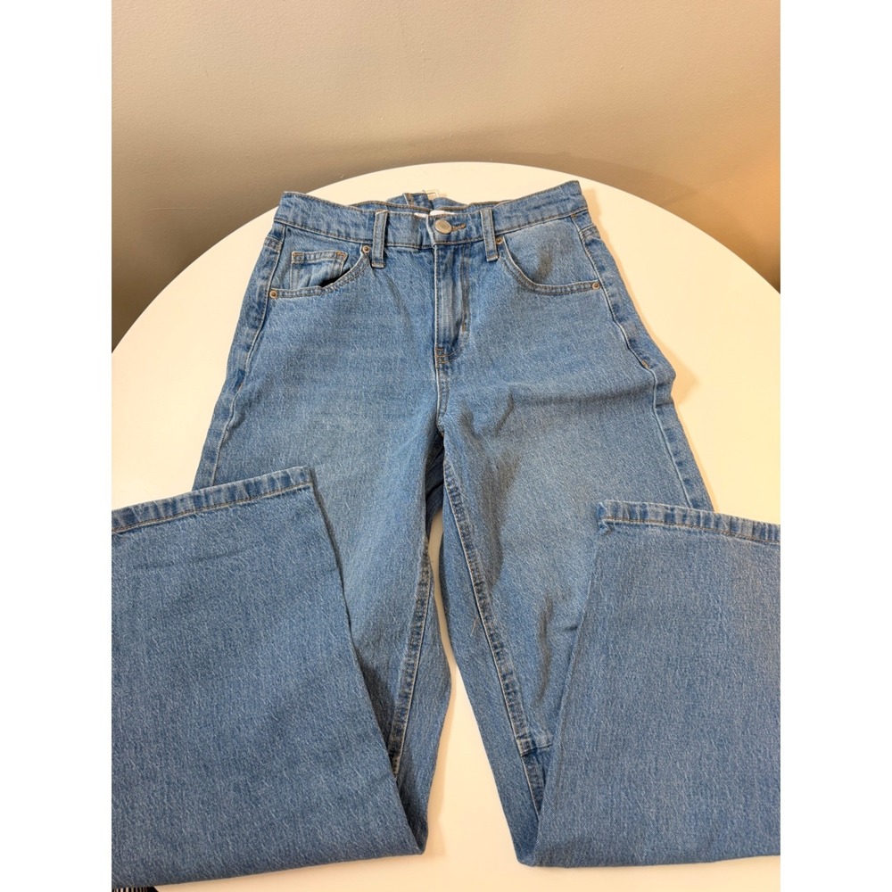 Vanilla Star Wide Leg Jeans Women‎ Size 0 Blue Excellent Cinch Back High Rise